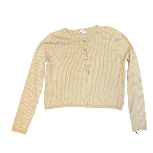 Calvin Klein Women’s Cropped Knit Cardigan Sweater Beige Size XL NWT - Picture 1 of 4